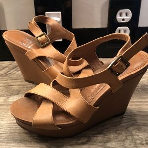 Brown Leather Wedge Sandals